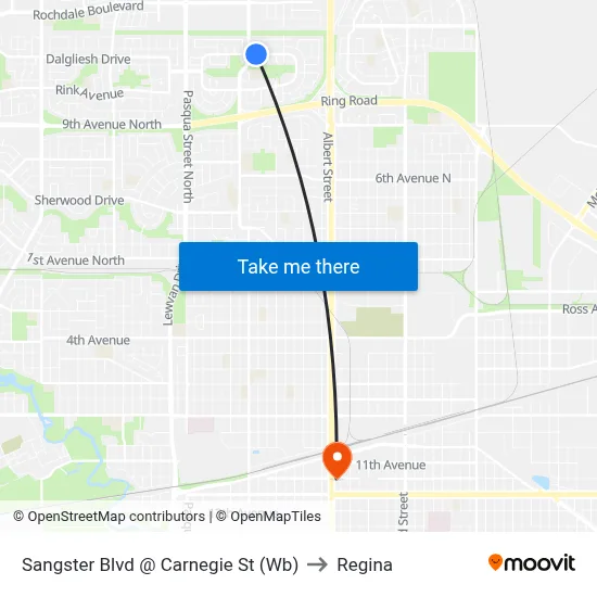 Sangster Blvd @ Carnegie St (Wb) to Regina map