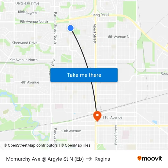 Mcmurchy Ave @ Argyle St N (Eb) to Regina map