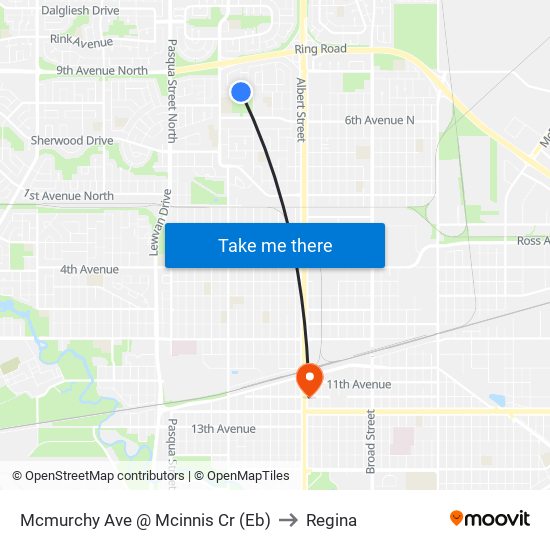 Mcmurchy Ave @ Mcinnis Cr (Eb) to Regina map