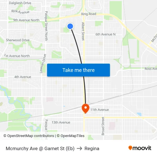 Mcmurchy Ave @ Garnet St (Eb) to Regina map