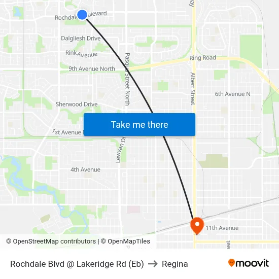 Rochdale Blvd @ Lakeridge Rd (Eb) to Regina map