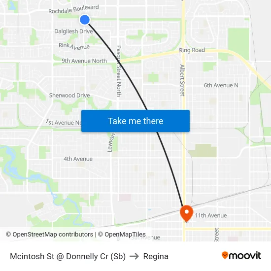 Mcintosh St @ Donnelly Cr (Sb) to Regina map