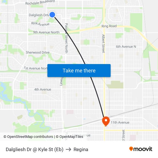 Dalgliesh Dr @ Kyle St (Eb) to Regina map