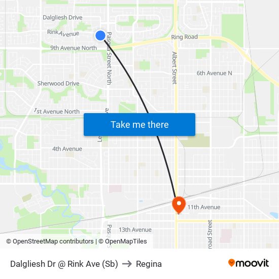 Dalgliesh Dr @ Rink Ave (Sb) to Regina map