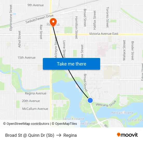 Broad St @ Quinn Dr (Sb) to Regina map