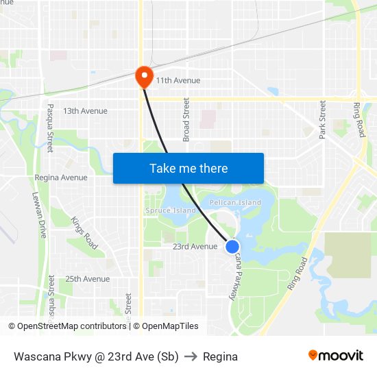 Wascana Pkwy @ 23rd Ave (Sb) to Regina map