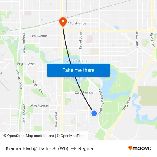 Kramer Blvd @ Darke St (Wb) to Regina map