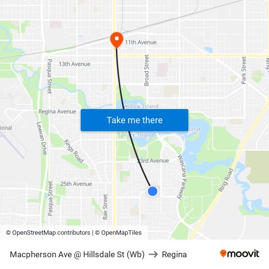 Macpherson Ave @ Hillsdale St (Wb) to Regina map