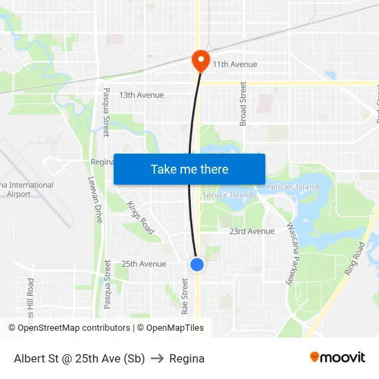 Albert St @ 25th Ave (Sb) to Regina map