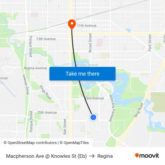 Macpherson Ave @ Knowles St (Eb) to Regina map