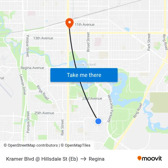 Kramer Blvd @ Hillsdale St (Eb) to Regina map