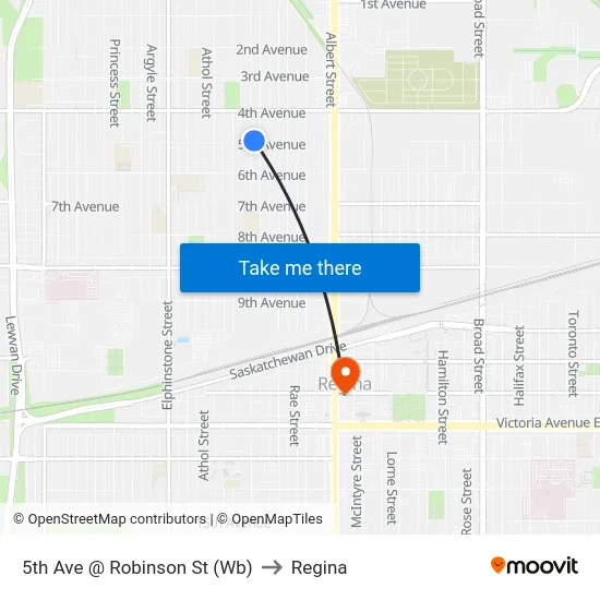 5th Ave @ Robinson St (Wb) to Regina map