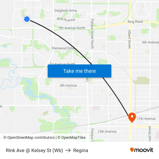 Rink Ave @ Kelsey St (Wb) to Regina map