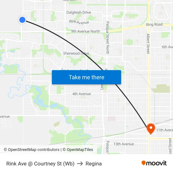 Rink Ave @ Courtney St (Wb) to Regina map