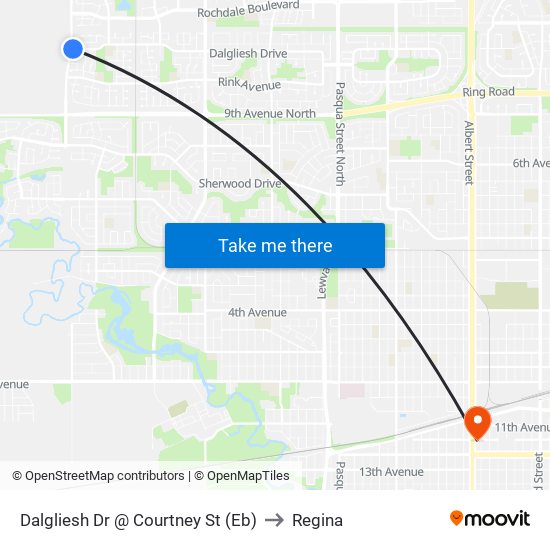 Dalgliesh Dr @ Courtney St (Eb) to Regina map