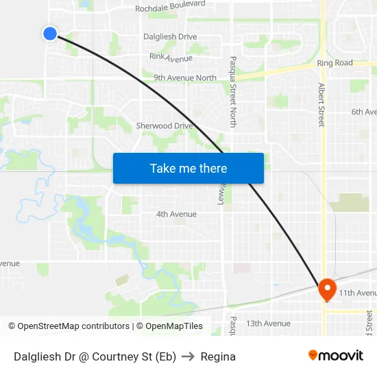 Dalgliesh Dr @ Courtney St (Eb) to Regina map