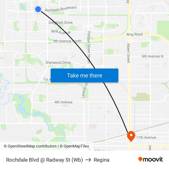 Rochdale Blvd @ Radway St (Wb) to Regina map