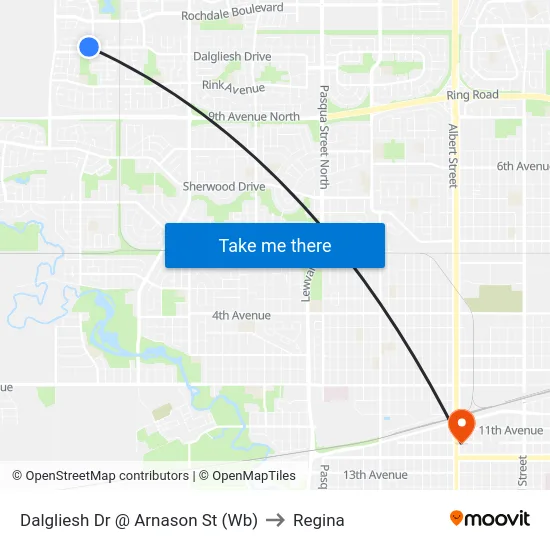 Dalgliesh Dr @ Arnason St (Wb) to Regina map