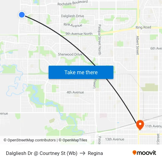 Dalgliesh Dr @ Courtney St (Wb) to Regina map
