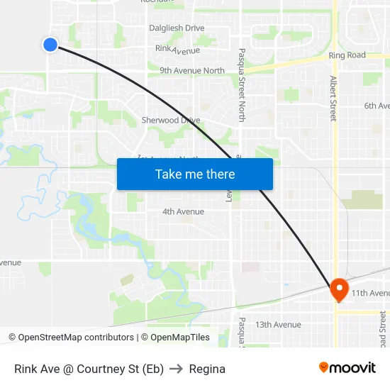 Rink Ave @ Courtney St (Eb) to Regina map