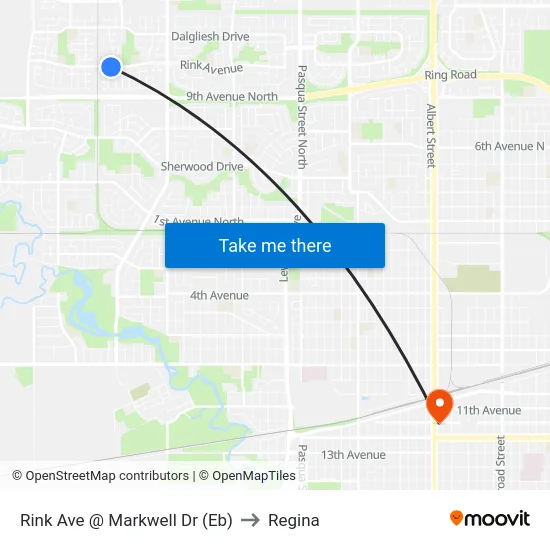 Rink Ave @ Markwell Dr (Eb) to Regina map