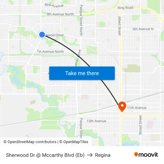 Sherwood Dr @ Mccarthy Blvd (Eb) to Regina map
