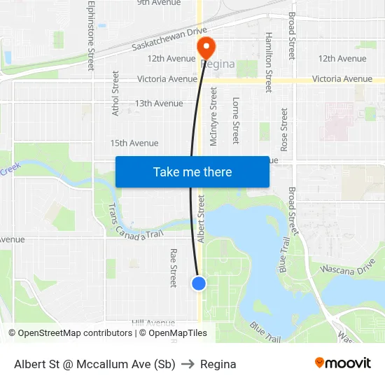 Albert St @ Mccallum Ave (Sb) to Regina map