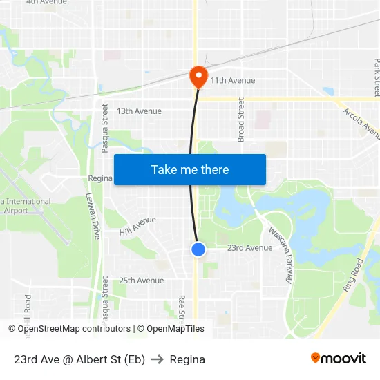 23rd Ave @ Albert St (Eb) to Regina map