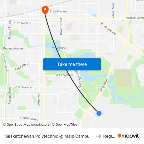 Saskatchewan Polytechnic @ Main Campus (Nb) to Regina map