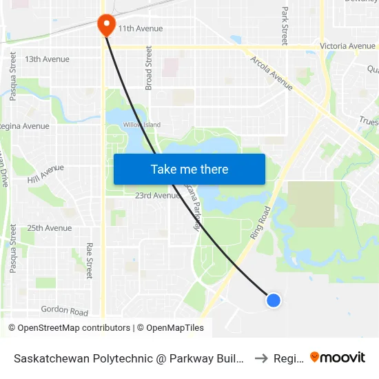 Saskatchewan Polytechnic @ Parkway Building (Nb) to Regina map