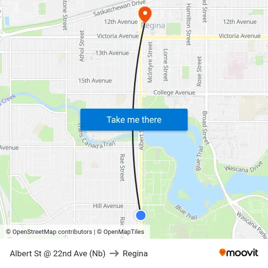 Albert St @ 22nd Ave (Nb) to Regina map