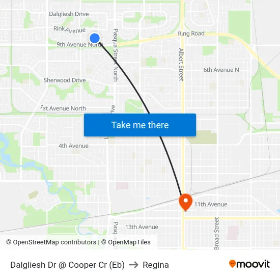Dalgliesh Dr @ Cooper Cr (Eb) to Regina map