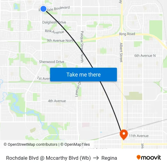 Rochdale Blvd @ Mccarthy Blvd (Wb) to Regina map