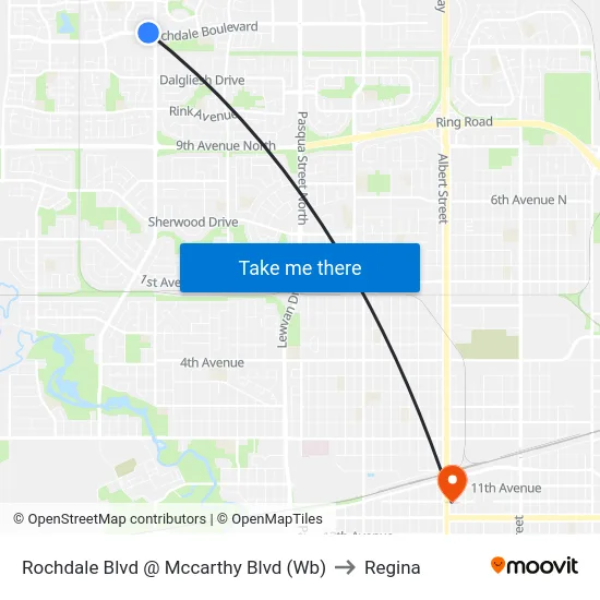 Rochdale Blvd @ Mccarthy Blvd (Wb) to Regina map