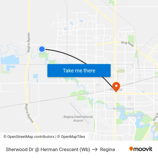 Sherwood Dr @ Herman Crescent (Wb) to Regina map