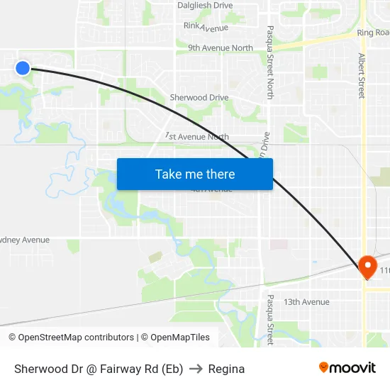 Sherwood Dr @ Fairway Rd (Eb) to Regina map
