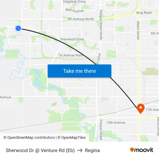 Sherwood Dr @ Venture Rd (Eb) to Regina map