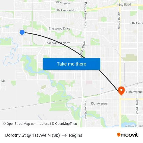 Dorothy St @ 1st Ave N (Sb) to Regina map