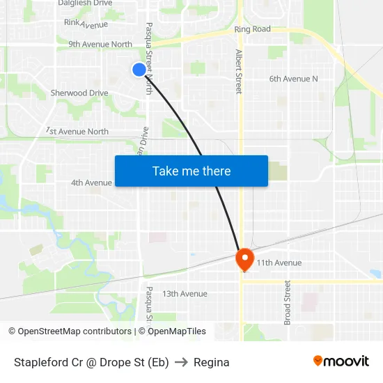 Stapleford Cr @ Drope St (Eb) to Regina map