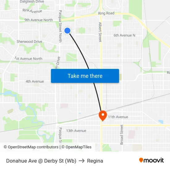 Donahue Ave @ Derby St (Wb) to Regina map