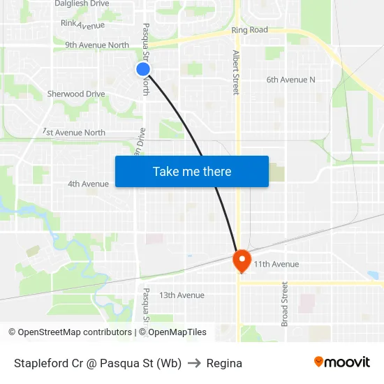 Stapleford Cr @ Pasqua St (Wb) to Regina map