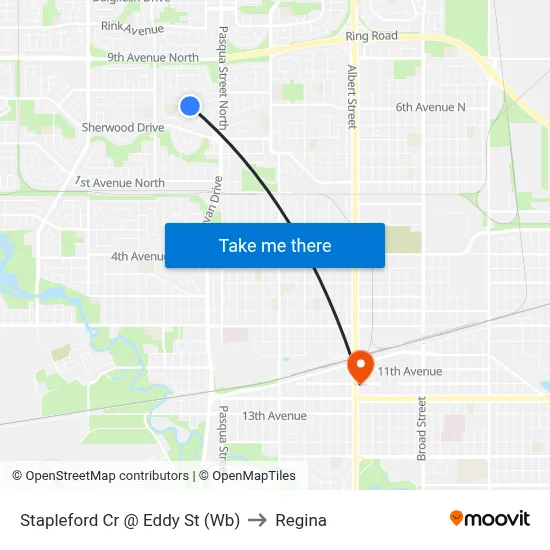 Stapleford Cr @ Eddy St (Wb) to Regina map