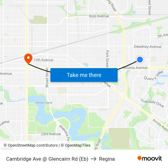 Cambridge Ave @ Glencairn Rd (Eb) to Regina map