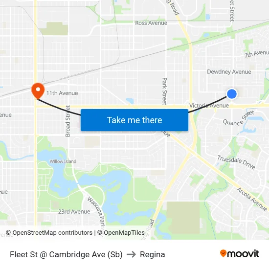 Fleet St @ Cambridge Ave (Sb) to Regina map