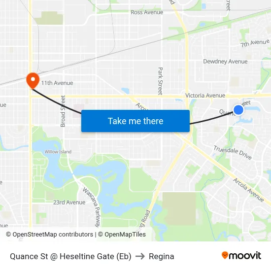 Quance St @ Heseltine Gate (Eb) to Regina map