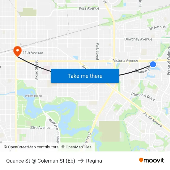 Quance St @ Coleman St (Eb) to Regina map
