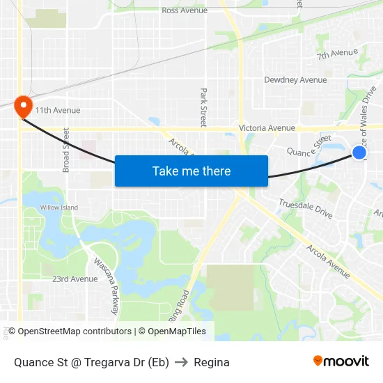 Quance St @ Tregarva Dr (Eb) to Regina map