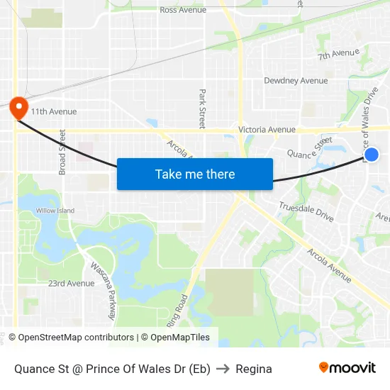 Quance St @ Prince Of Wales Dr (Eb) to Regina map