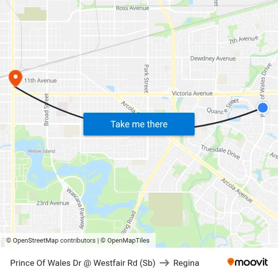 Prince Of Wales Dr @ Westfair Rd (Sb) to Regina map