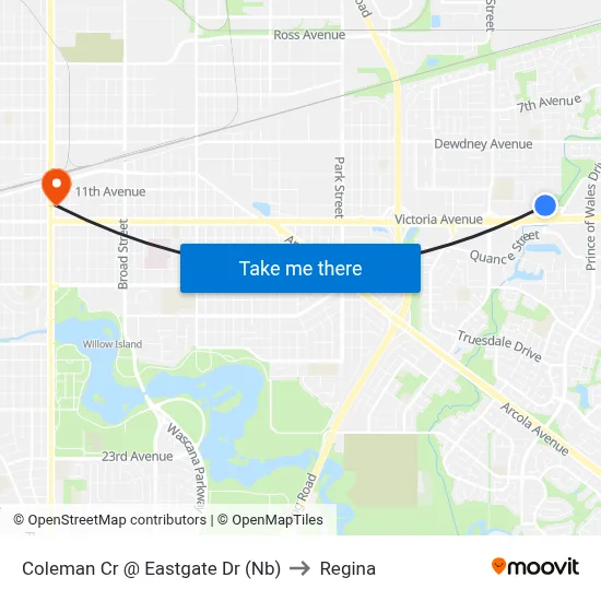 Coleman Cr @ Eastgate Dr (Nb) to Regina map